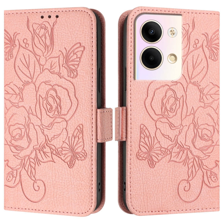 For OPPO Reno9 5G / Reno9 Pro 5G Embossed Rose RFID Anti-theft Leather Phone Case
