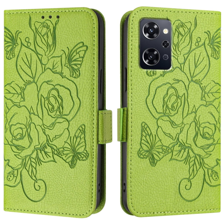 For OPPO Reno9 A Embossed Rose RFID Anti-theft Leather Phone Case