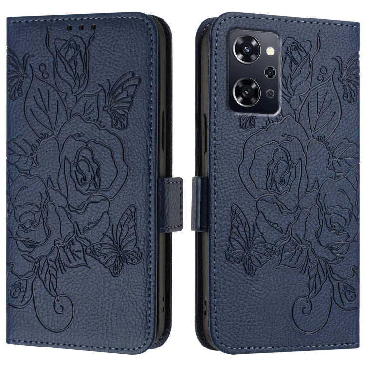 For OPPO Reno9 A Embossed Rose RFID Anti-theft Leather Phone Case