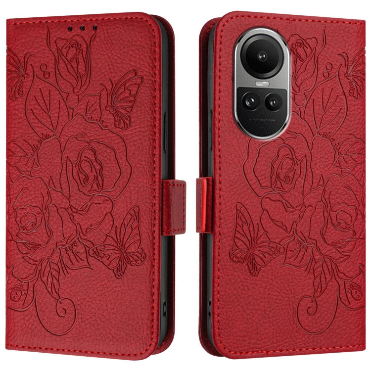 For OPPO Reno10 / Reno10 Pro Global Embossed Rose RFID Anti-theft Leather Phone Case