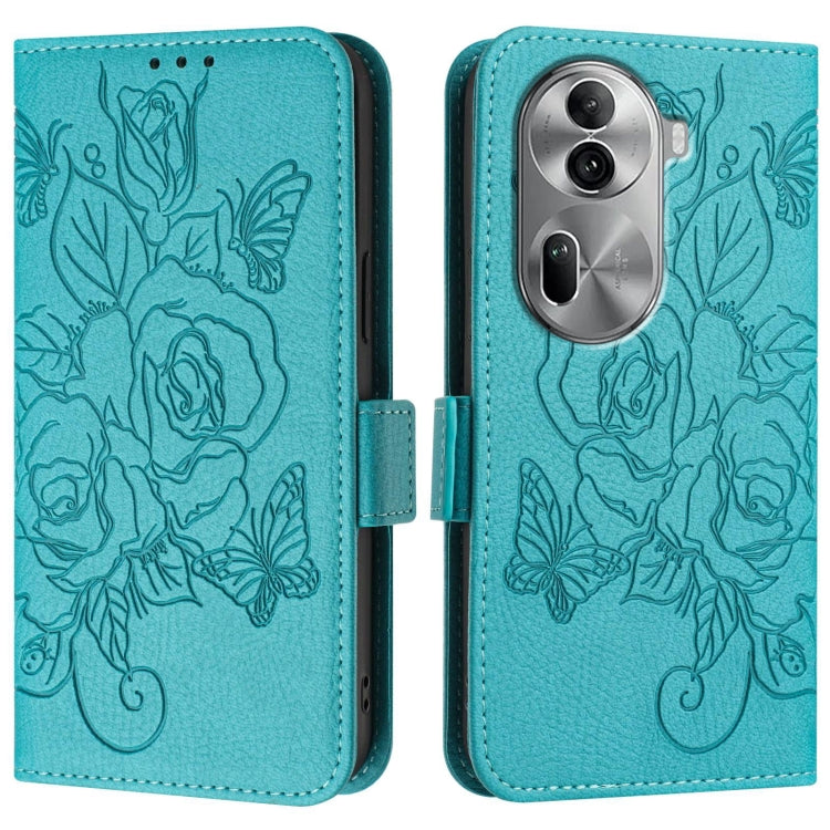 For OPPO Reno11 Pro 5G Global Embossed Rose RFID Anti-theft Leather Phone Case