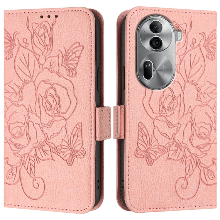For OPPO Reno11 Pro 5G Global Embossed Rose RFID Anti-theft Leather Phone Case