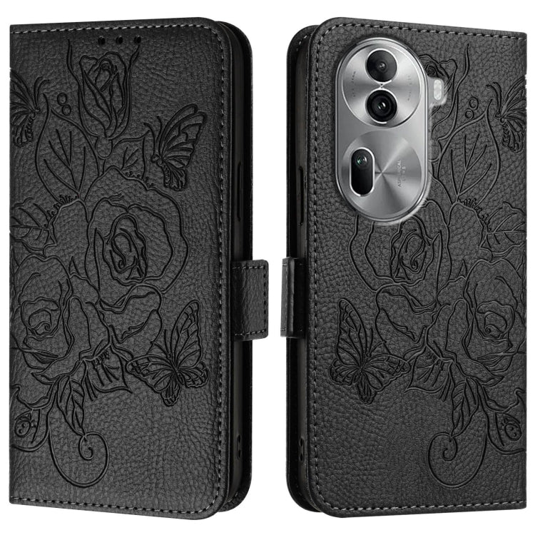 For OPPO Reno11 Pro 5G Global Embossed Rose RFID Anti-theft Leather Phone Case