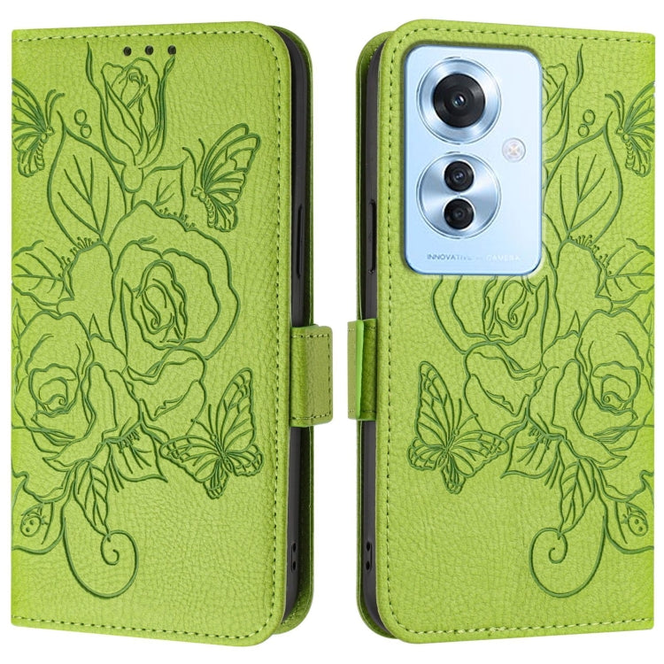 For OPPO Reno11 F 5G Global / F25 Pro Embossed Rose RFID Anti-theft Leather Phone Case