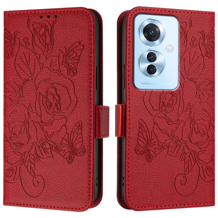 For OPPO Reno11 F 5G Global / F25 Pro Embossed Rose RFID Anti-theft Leather Phone Case