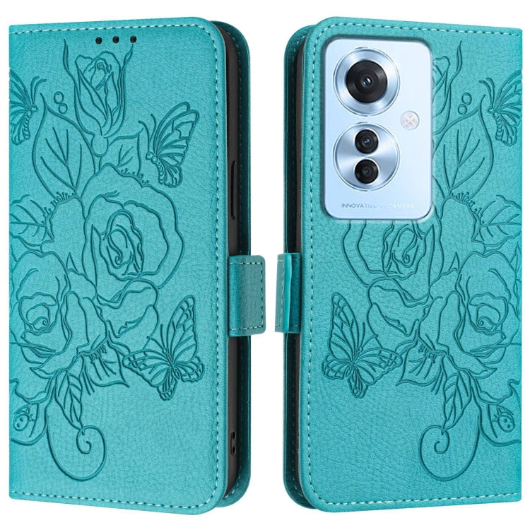 For OPPO Reno11 F 5G Global / F25 Pro Embossed Rose RFID Anti-theft Leather Phone Case