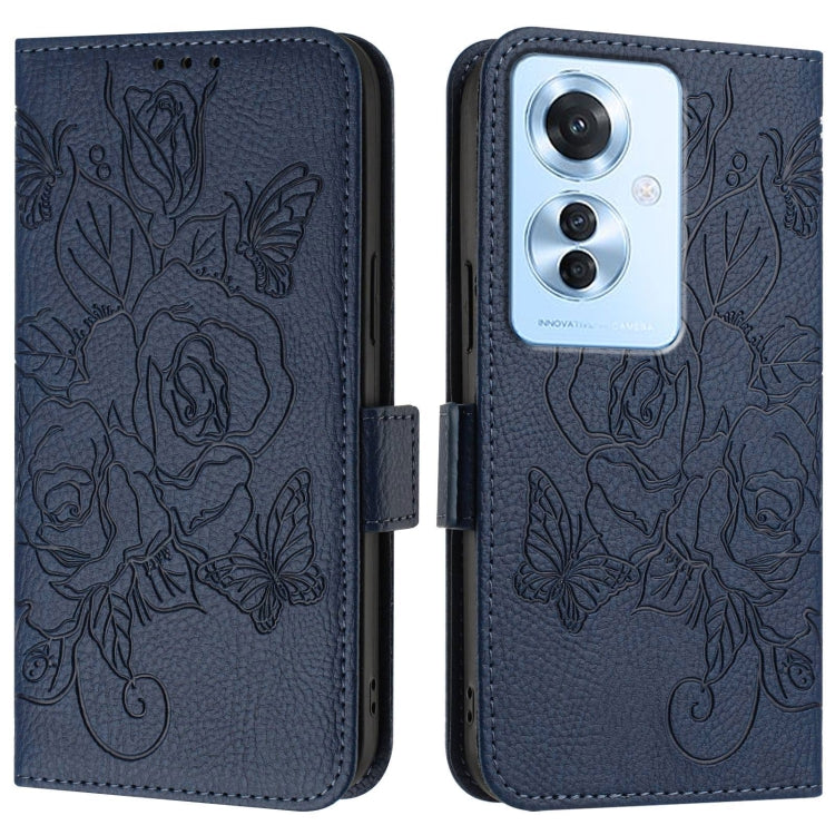 For OPPO Reno11 F 5G Global / F25 Pro Embossed Rose RFID Anti-theft Leather Phone Case
