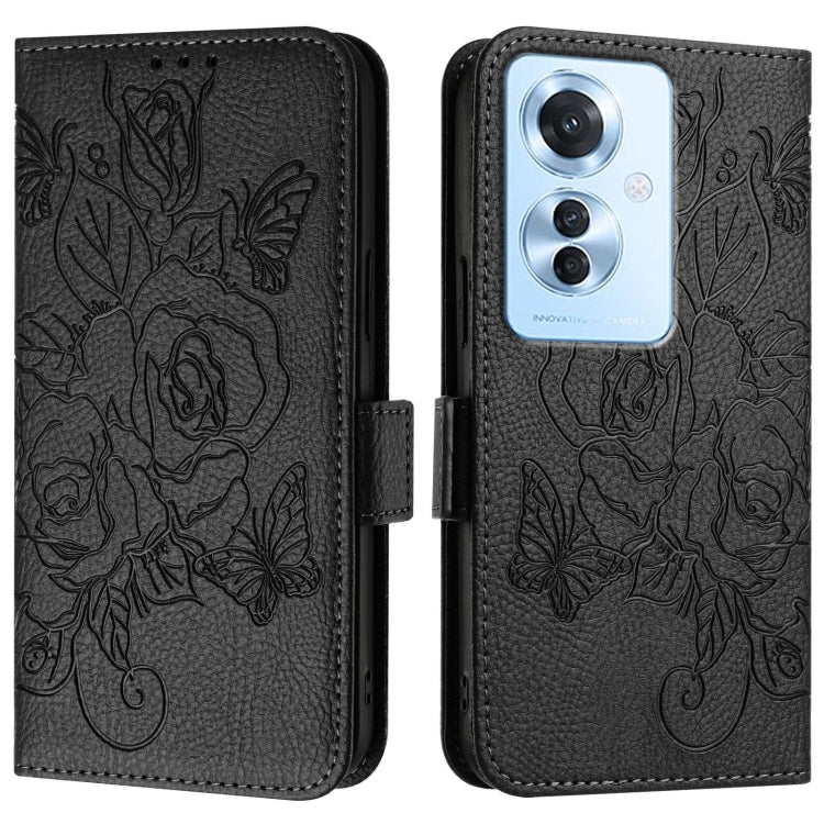 For OPPO Reno11 F 5G Global / F25 Pro Embossed Rose RFID Anti-theft Leather Phone Case