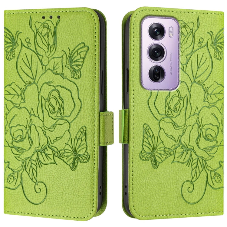 For OPPO Reno12 Pro Global Embossed Rose RFID Anti-theft Leather Phone Case