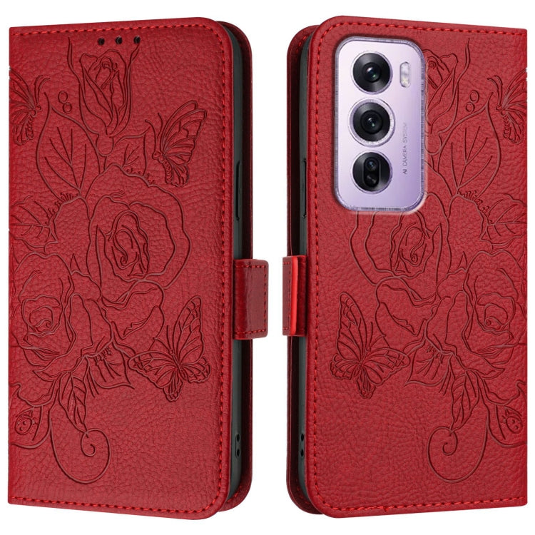 For OPPO Reno12 Pro Global Embossed Rose RFID Anti-theft Leather Phone Case