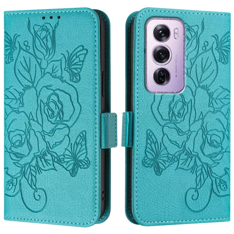 For OPPO Reno12 Pro Global Embossed Rose RFID Anti-theft Leather Phone Case