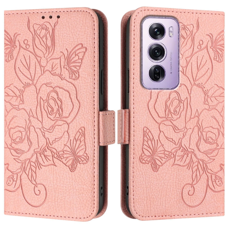 For OPPO Reno12 Pro Global Embossed Rose RFID Anti-theft Leather Phone Case