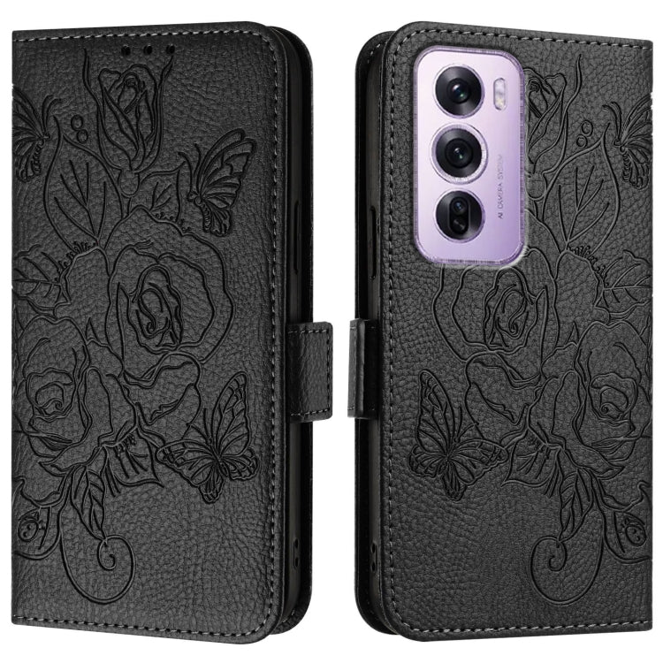 For OPPO Reno12 Pro Global Embossed Rose RFID Anti-theft Leather Phone Case