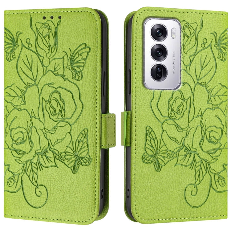 For OPPO Reno12 Global Embossed Rose RFID Anti-theft Leather Phone Case