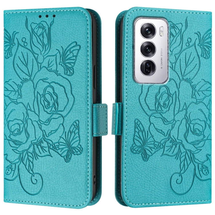 For OPPO Reno12 Global Embossed Rose RFID Anti-theft Leather Phone Case