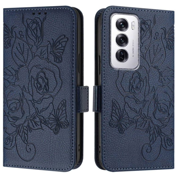 For OPPO Reno12 Global Embossed Rose RFID Anti-theft Leather Phone Case
