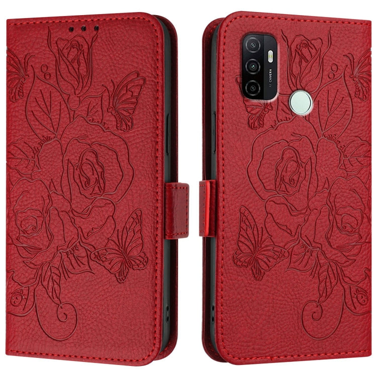 For OPPO A11s 4G Embossed Rose RFID Anti-theft Leather Phone Case