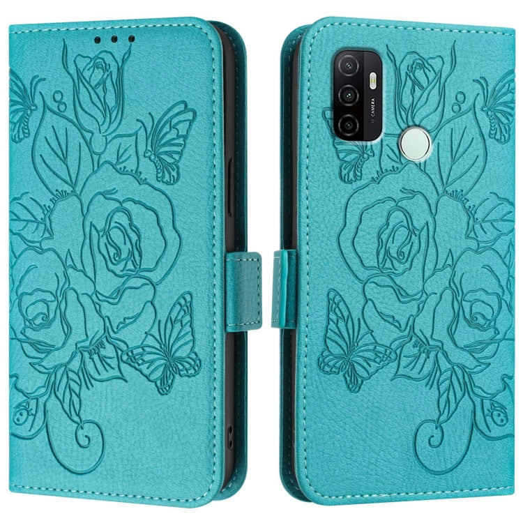 For OPPO A11s 4G Embossed Rose RFID Anti-theft Leather Phone Case
