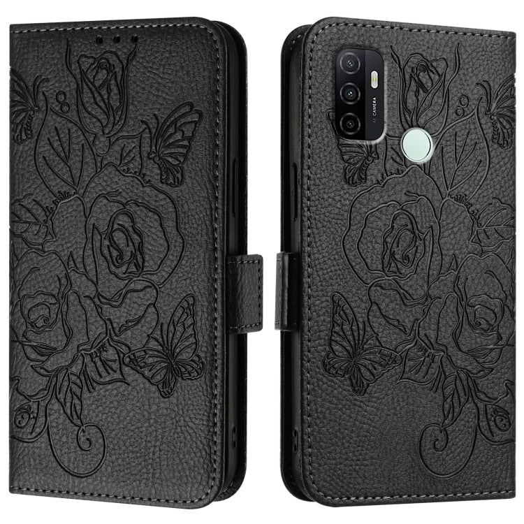 For OPPO A11s 4G Embossed Rose RFID Anti-theft Leather Phone Case