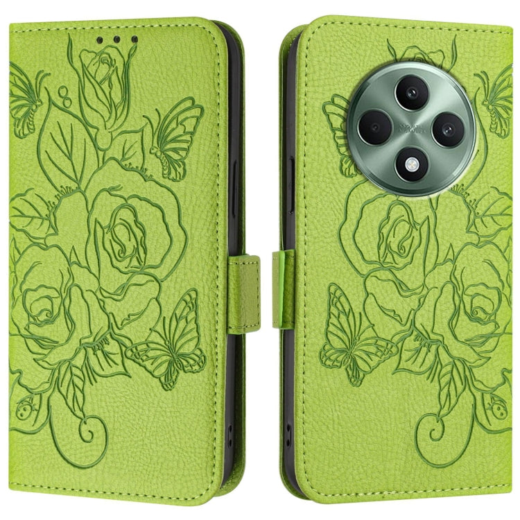 For OPPO Reno 12F Global Embossed Rose RFID Anti-theft Leather Phone Case