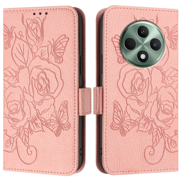 For OPPO Reno 12F Global Embossed Rose RFID Anti-theft Leather Phone Case