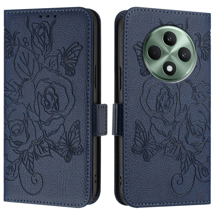 For OPPO Reno 12F Global Embossed Rose RFID Anti-theft Leather Phone Case