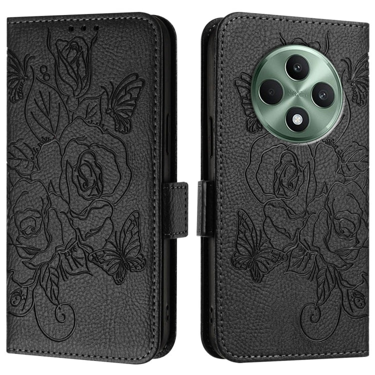 For OPPO Reno 12F Global Embossed Rose RFID Anti-theft Leather Phone Case