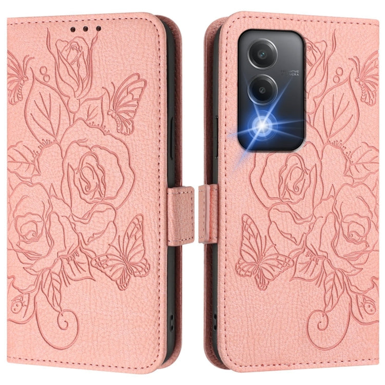 For OPPO A80 5G EU Embossed Rose RFID Anti-theft Leather Phone Case