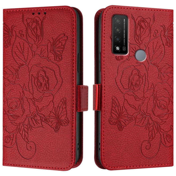 For TCL 20 R 5G Embossed Rose RFID Anti-theft Leather Phone Case