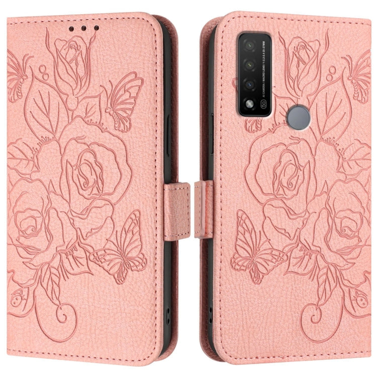 For TCL 20 R 5G Embossed Rose RFID Anti-theft Leather Phone Case