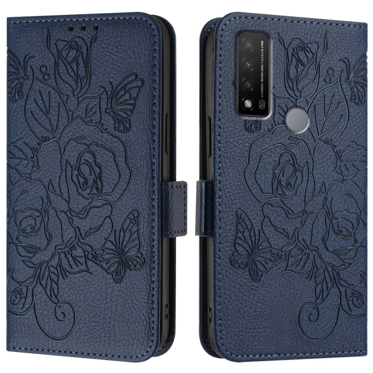 For TCL 20 R 5G Embossed Rose RFID Anti-theft Leather Phone Case