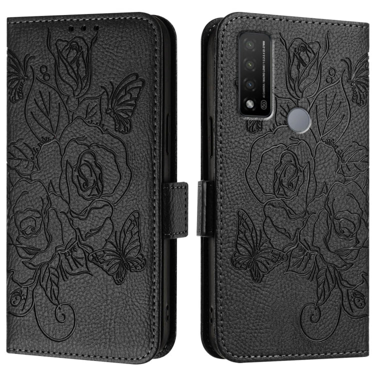 For TCL 20 R 5G Embossed Rose RFID Anti-theft Leather Phone Case