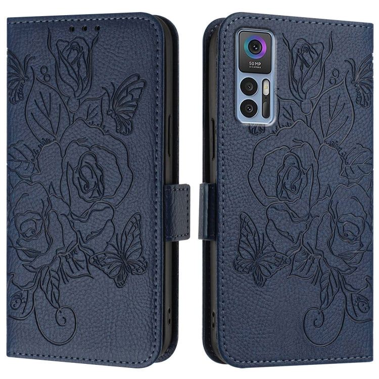 For TCL 30 5G / 4G / 30+ Embossed Rose RFID Anti-theft Leather Phone Case