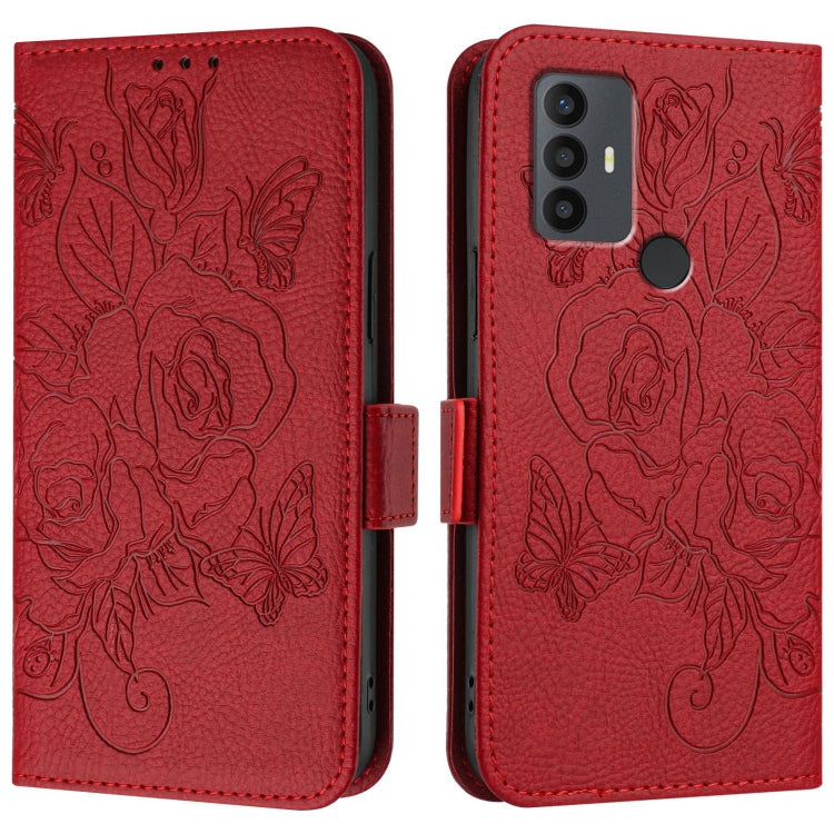 For TCL 30 SE Embossed Rose RFID Anti-theft Leather Phone Case
