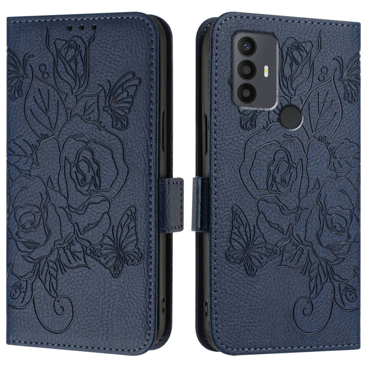 For TCL 30 SE Embossed Rose RFID Anti-theft Leather Phone Case
