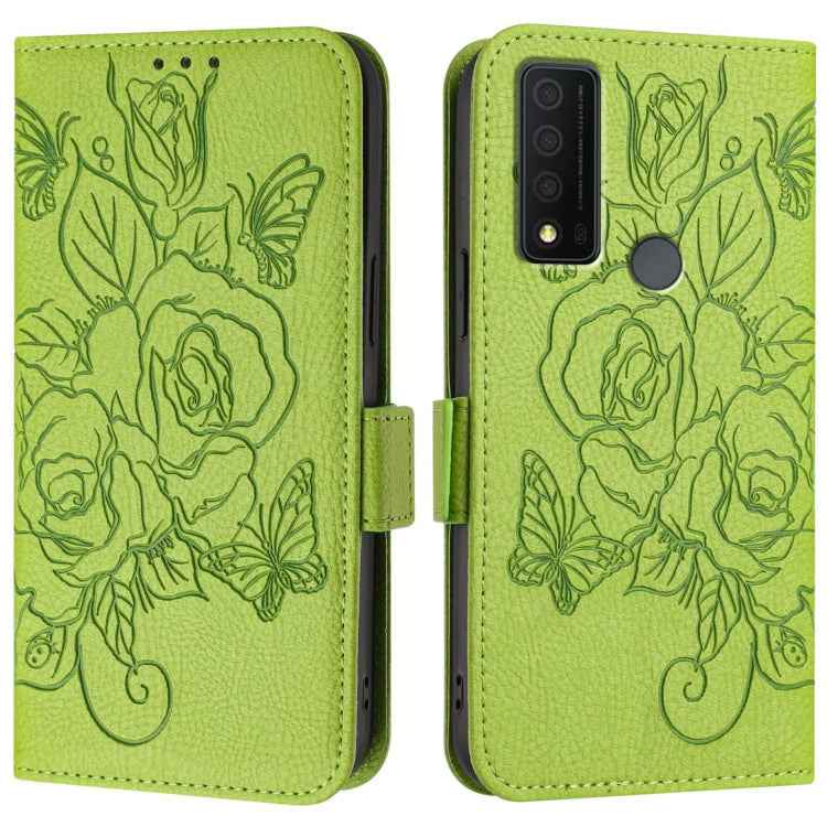 For TCL 30 XE 5G Embossed Rose RFID Anti-theft Leather Phone Case
