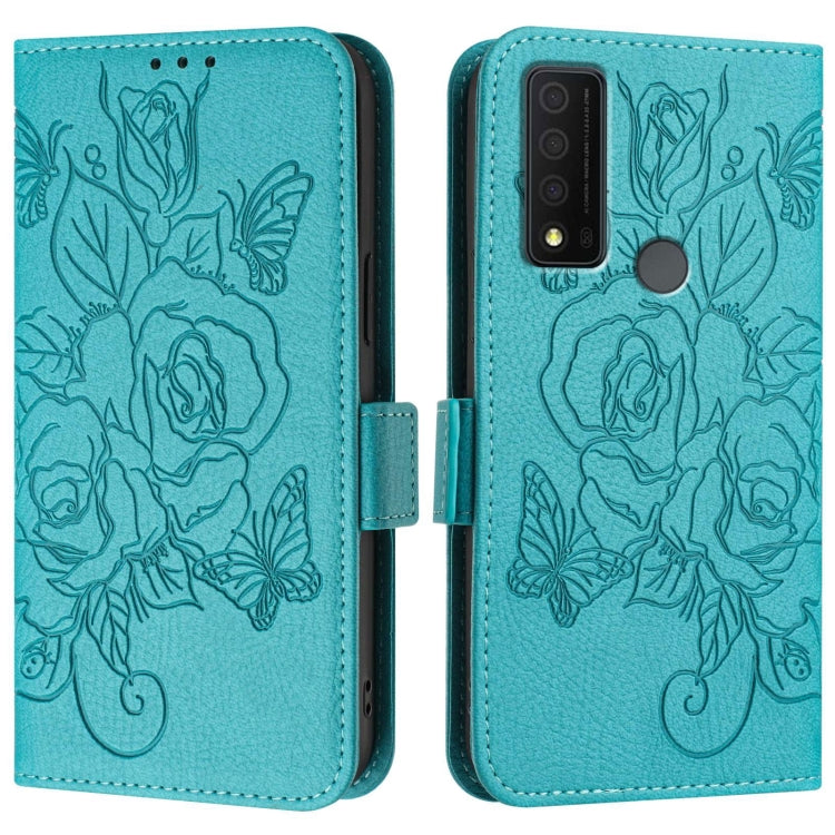 For TCL 30 XE 5G Embossed Rose RFID Anti-theft Leather Phone Case
