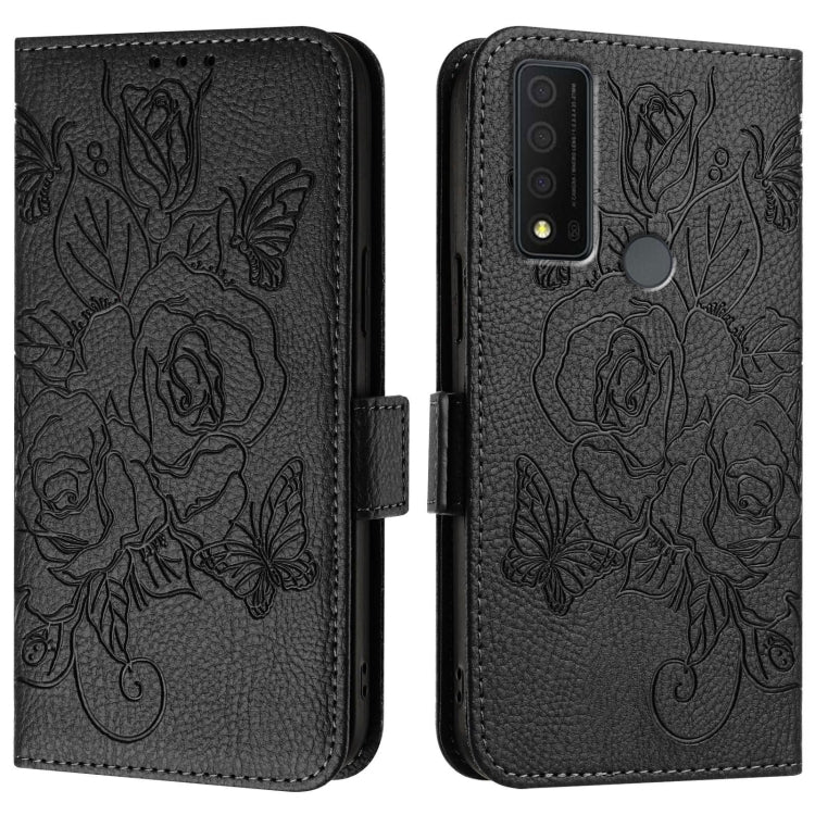 For TCL 30 XE 5G Embossed Rose RFID Anti-theft Leather Phone Case