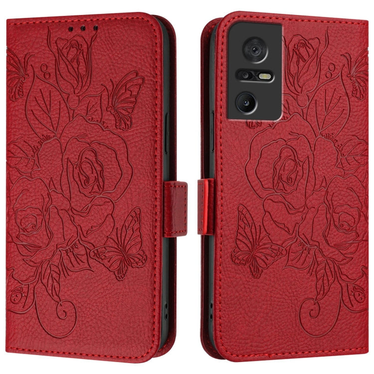 For TCL 40 SE Embossed Rose RFID Anti-theft Leather Phone Case