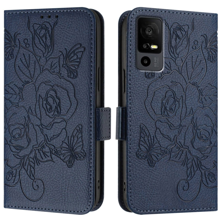 For TCL 40R Embossed Rose RFID Anti-theft Leather Phone Case