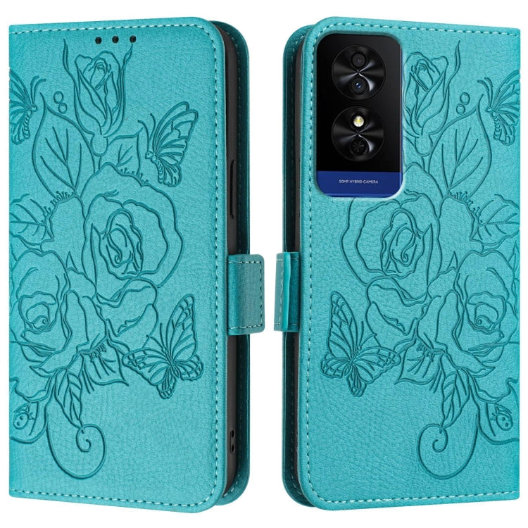 For TCL 50 5G Embossed Rose RFID Anti-theft Leather Phone Case