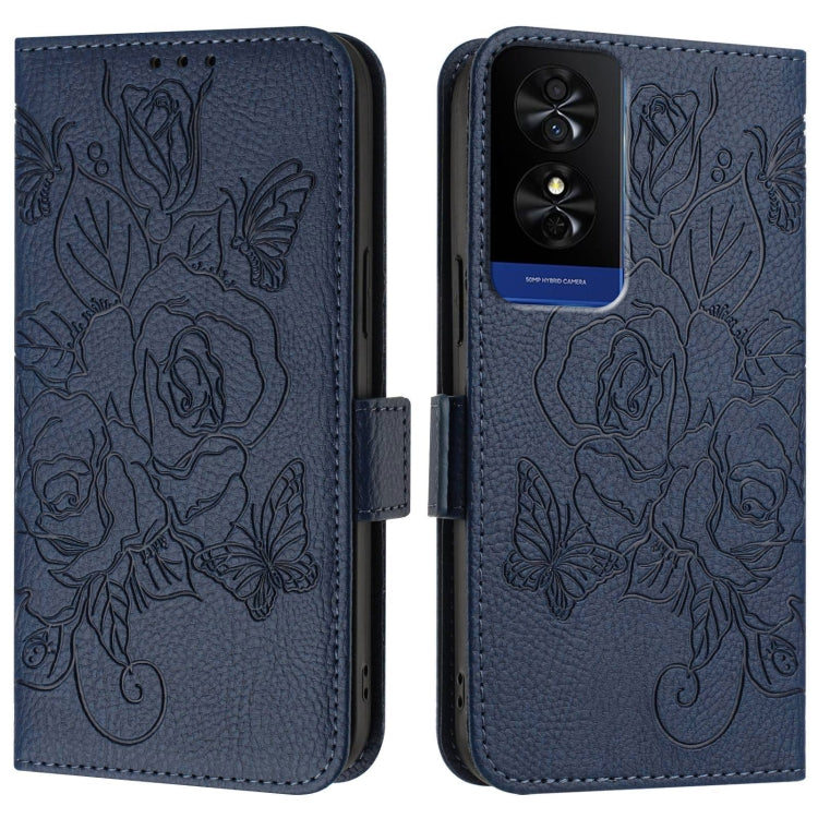 For TCL 50 5G Embossed Rose RFID Anti-theft Leather Phone Case