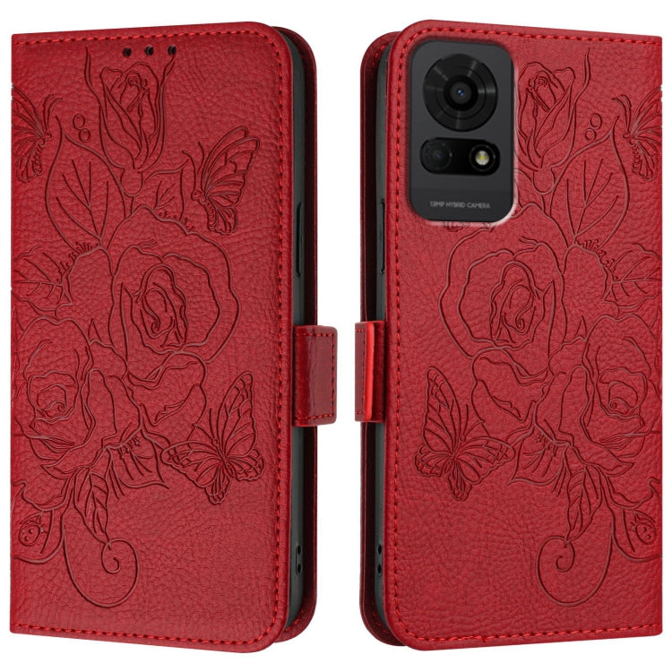 For TCL 50 LE 5G Embossed Rose RFID Anti-theft Leather Phone Case
