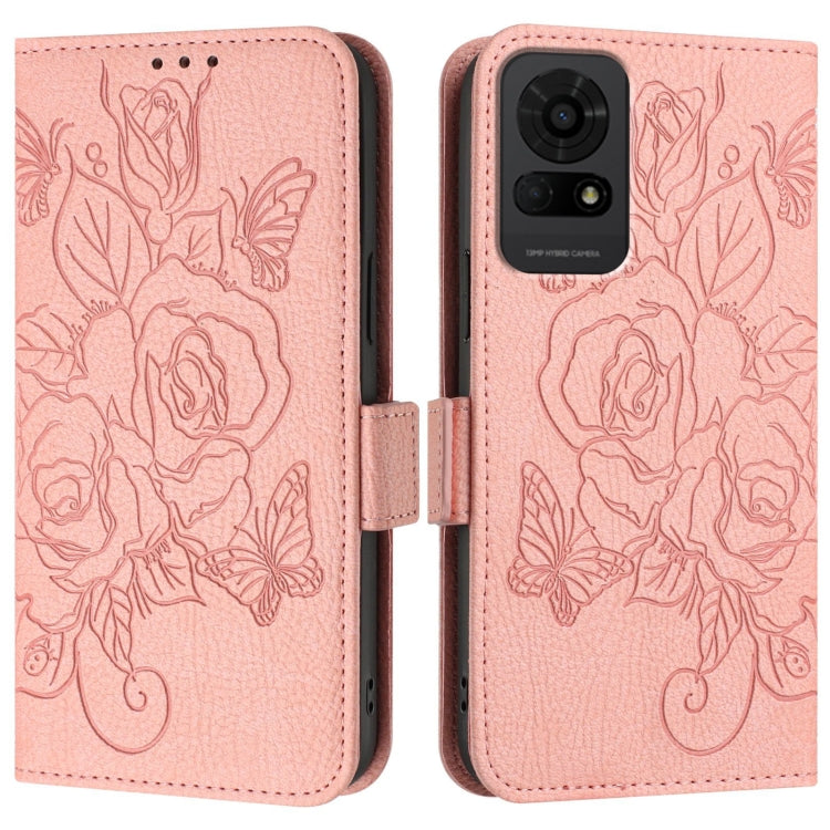 For TCL 50 LE 5G Embossed Rose RFID Anti-theft Leather Phone Case