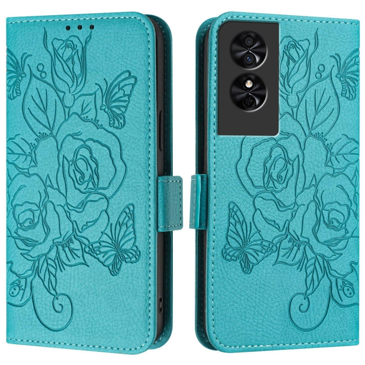 For TCL 50 SE Embossed Rose RFID Anti-theft Leather Phone Case