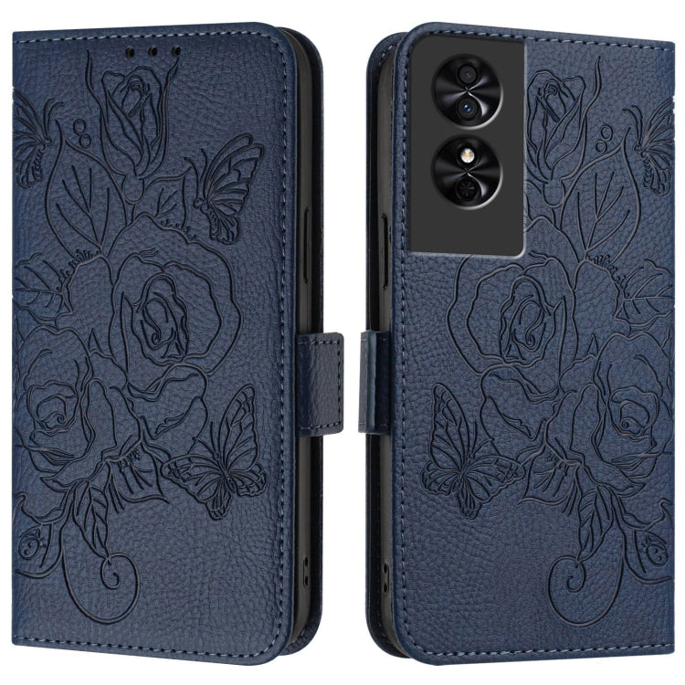 For TCL 50 SE Embossed Rose RFID Anti-theft Leather Phone Case