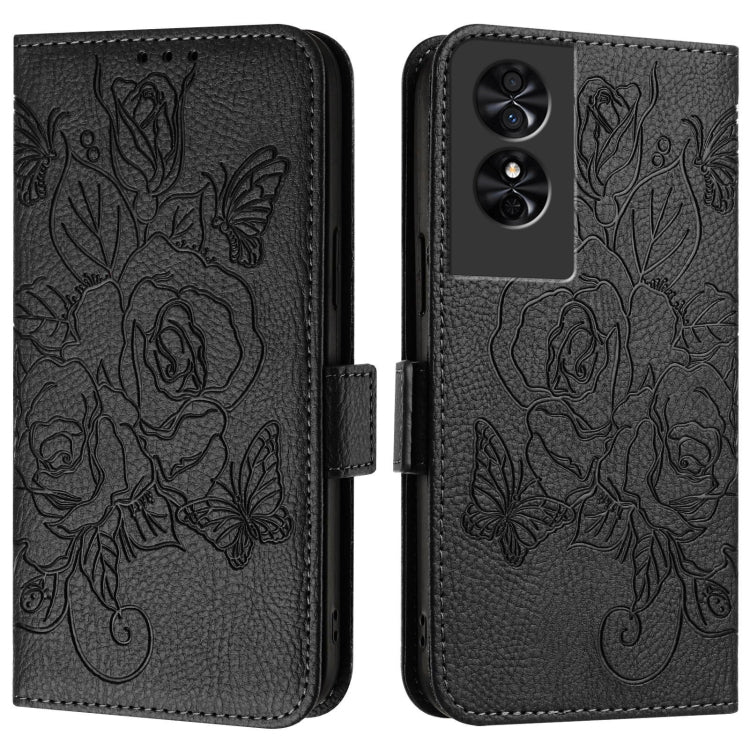 For TCL 50 SE Embossed Rose RFID Anti-theft Leather Phone Case