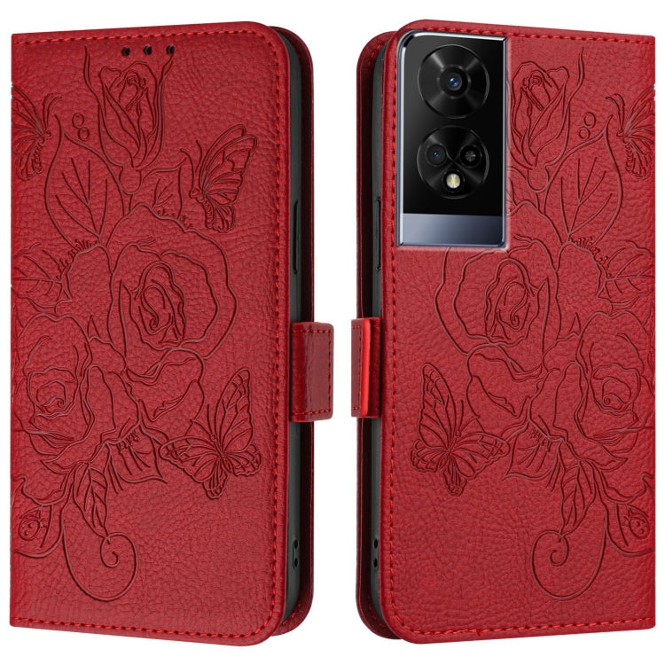 For TCL 50 XE 5G Embossed Rose RFID Anti-theft Leather Phone Case
