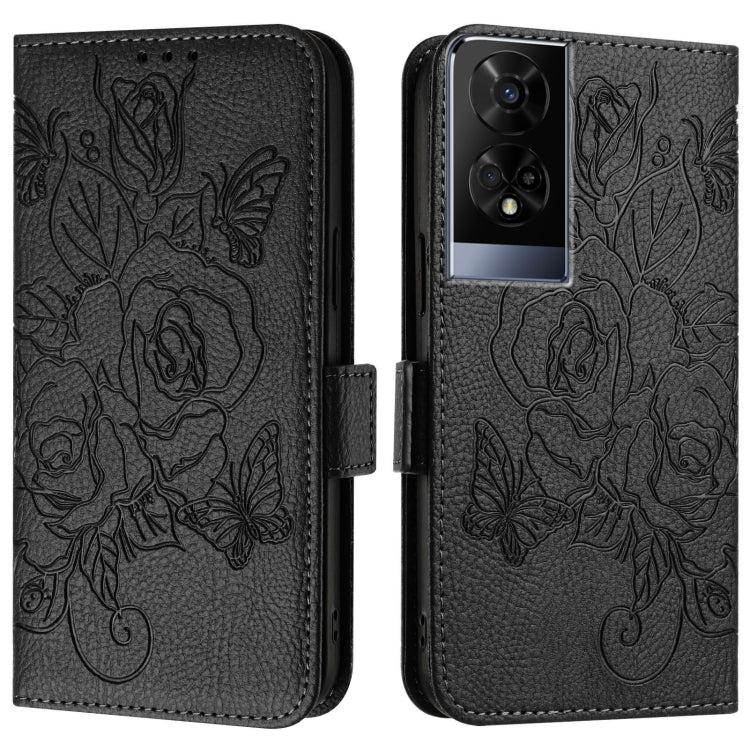 For TCL 50 XE 5G Embossed Rose RFID Anti-theft Leather Phone Case