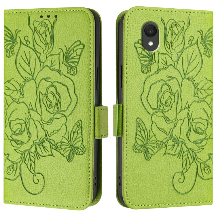 For TCL 201 Embossed Rose RFID Anti-theft Leather Phone Case
